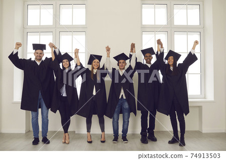 Successful univesity graduation, multiethnic group, team concept Successful univesity graduation, multiethnic group, team concept 74913503