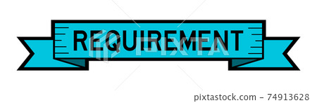 Vintage ribbon banner in red color with word requirement on white background 74913628