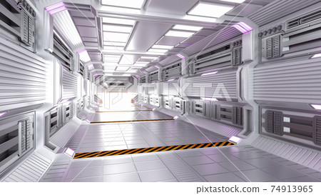Futuristic Architecture Sci-Fi Hallway and Corridor Interior, 3D Rendering 74913965