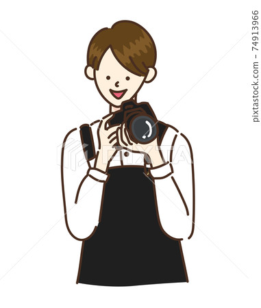 相機女孩女插畫 74913966