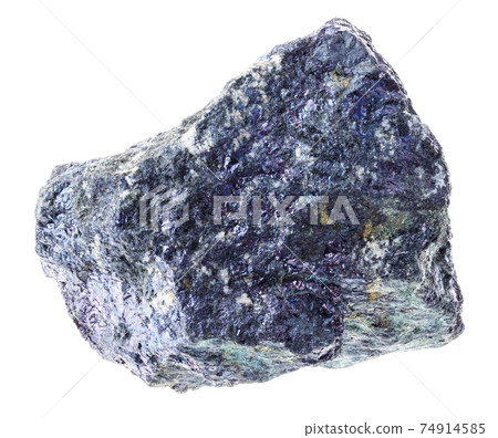 raw bornite (peacock ore) stone on white 74914585