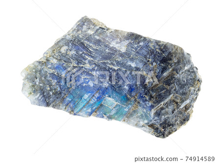 raw labradorite (labrador) stone on white raw labradorite (labrador) stone on white 74914589