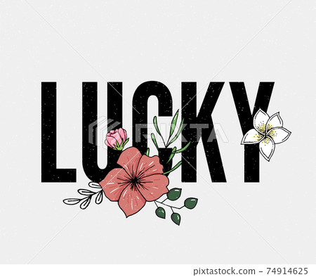 Embroidery for Fashion with Slogan. Hand drawing. T-shirt Printing Embroidery for Fashion with Slogan. Hand drawing. T-shirt Printing 74914625