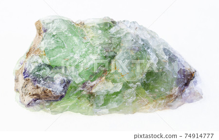 raw green Beryl with Alexandrite stone on white 74914777