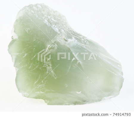 raw prase (prasiolite) stone on white 74914793