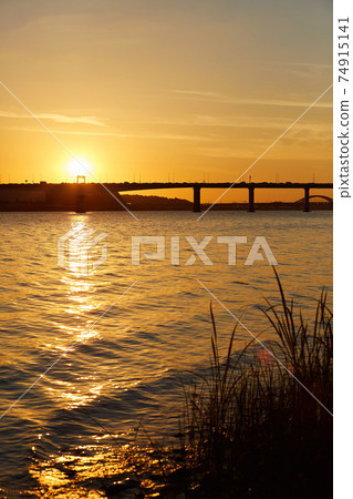 日落，漢江，首爾 74915141