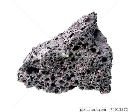 rough black pumice rock cutout on white 74915273