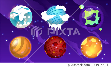 Set of cartoon planets Set of cartoon planets 74915501