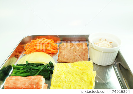 Ingredients for folding gimbap (Korean, unrolled seaweed roll) 74916294