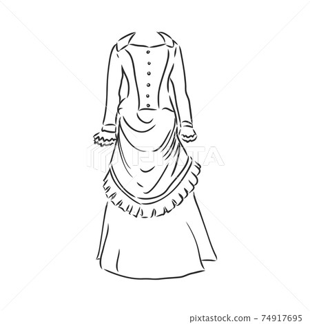 Antique dressed lady. Old fashion vector... - Stock Illustration [74917695]  - PIXTA