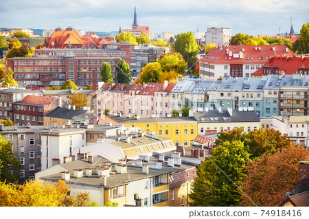 Niebuszewo neighborhood cityscape, Szczecin, Poland. 74918416