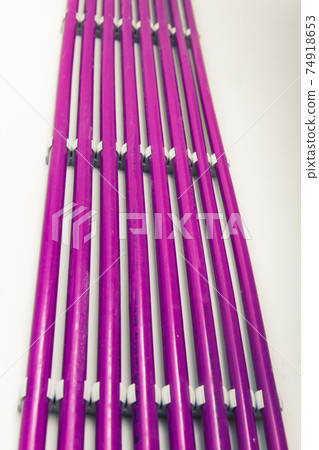 purple plastic pipes of underfloor heating system 74918653