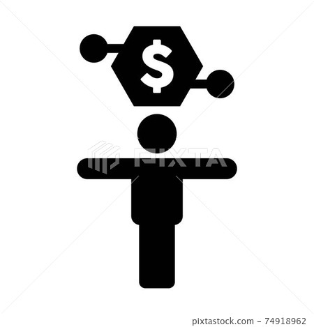 Digital currency icon vector dollar money symbol with male person for transaction in a glyph pictogram illustration Digital currency icon vector dollar money symbol with male person for transaction in a glyph pictogram illustration 74918962