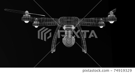 Drone 3 D model on black background 74919329