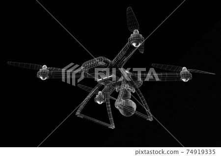 Drone 3 D model on black background 74919335