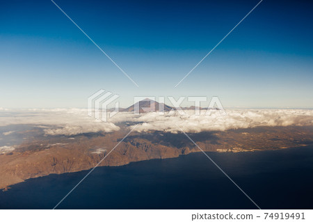 Tenerife island and Mount Teide volcano, aerial view 74919491