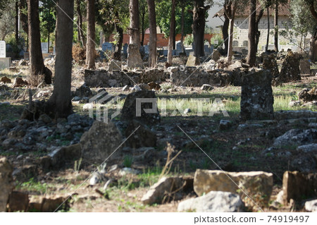 Ruins of Muslim graveyard in Turkey. Ruins of Muslim graveyard in Turkey. 74919497