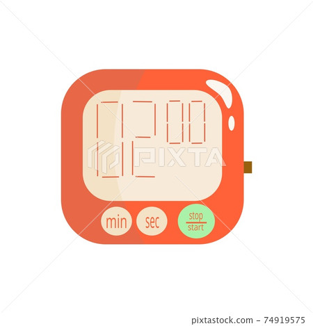 Rectangular red Kitchen timer with gren button cartoon icon Vector illustration Rectangular red Kitchen timer with gren button cartoon icon Vector illustration 74919575