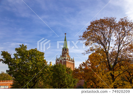 Troitskaya Tower (Trinity Tower). Inside of Moscow Kremlin, Russia (day). 74920209