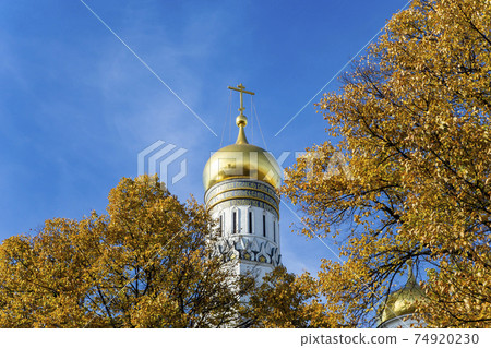 Ivan the Great Bell Tower (Kolokolnya Ivana Velikogo). Inside of Moscow Kremlin, Russia (day). 74920230