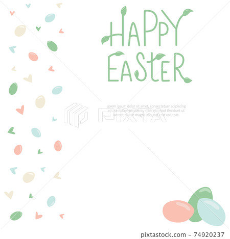Happy Easter egg minimalistic style with lettering sign and frame. Vector stock illustration isolated on white background for Easter greeting card, template for invitation. Happy Easter egg minimalistic style with lettering sign and frame. Vector stock illustration isolated on white background for Easter greeting card, template for invitation. 74920237