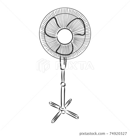 electrical fan is working vector cartoon, illustration isolated on white background. hand drawn, sketch style. fan vector sketch illustration 74920327