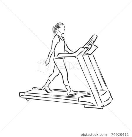 sports trainer ,treadmill, vector sketch illustration. Treadmill doodle style sketch illustration hand drawn vector sports trainer ,treadmill, vector sketch illustration. Treadmill doodle style sketch illustration hand drawn vector 74920411