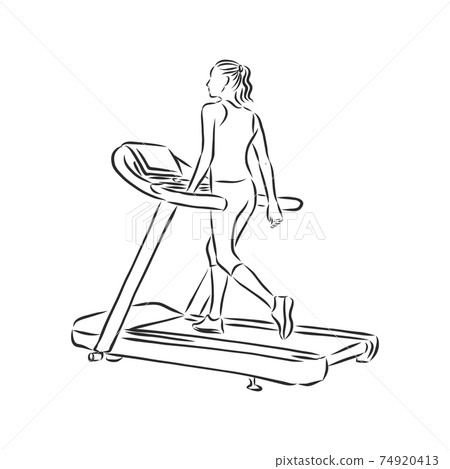 sports trainer ,treadmill, vector sketch illustration. Treadmill doodle style sketch illustration hand drawn vector sports trainer ,treadmill, vector sketch illustration. Treadmill doodle style sketch illustration hand drawn vector 74920413