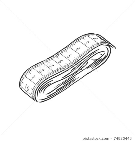 hand drawn, sketch illustration of measuring tape. centimeter tape vector sketch illustration 74920443