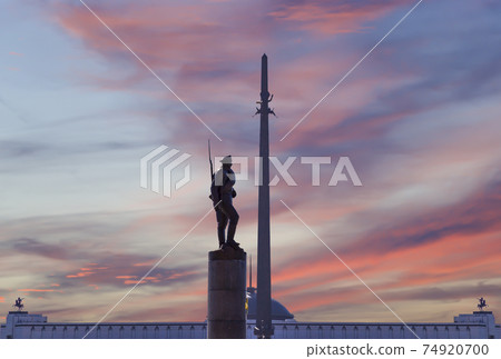 War memorial in Victory Park on Poklonnaya Hill (Gora), Moscow, Russia. The memorial complex constructed in memory of those who died during the Great Patriotic war 74920700