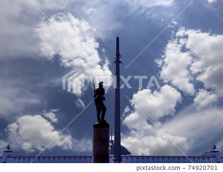 War memorial in Victory Park on Poklonnaya Hill (Gora), Moscow, Russia. The memorial complex constructed in memory of those who died during the Great Patriotic war 74920701