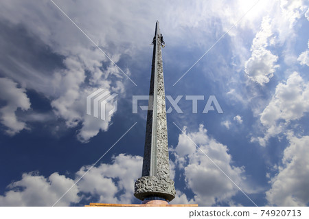 War memorial in Victory Park on Poklonnaya Hill (Gora), Moscow, Russia. The memorial complex constructed in memory of those who died during the Great Patriotic war War memorial in Victory Park on Poklonnaya Hill (Gora), Moscow, Russia. The memorial complex constructed in memory of those who died during the Great Patriotic war 74920713