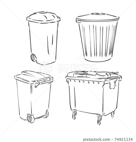 Simple Illustration Of A Trash Can Stock Illustration - Download