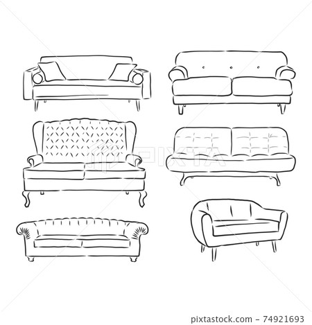set of sofas drawings sketch style, vector illustration. sofa vector sketch illustration set of sofas drawings sketch style, vector illustration. sofa vector sketch illustration 74921693