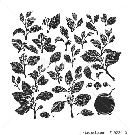 Mate set, calabash. Vector silhouette. Herb drink Mate set, calabash. Vector silhouette. Herb drink 74922440