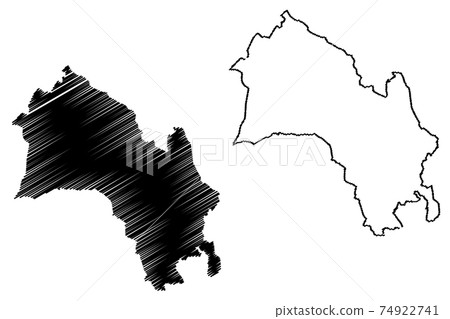Buskerud (Administrative divisions of Norway, Kingdom of Norway) map vector illustration, scribble sketch Buskerud fylke map 74922741