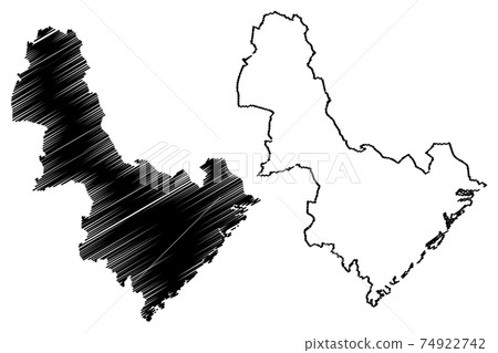 Aust-Agder (Administrative divisions of Norway, Kingdom of Norway) map vector illustration, scribble sketch Aust-Agder fylke map 74922742