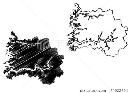 Sogn og Fjordane (Administrative divisions of Norway, Kingdom of Norway) map vector illustration, scribble sketch Sogn og Fjordane fylke map 74922794