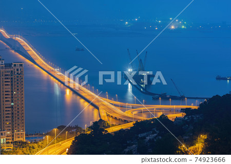Night high angle view of the Governador Nobre de Carvalho Bridge Night high angle view of the Governador Nobre de Carvalho Bridge 74923666