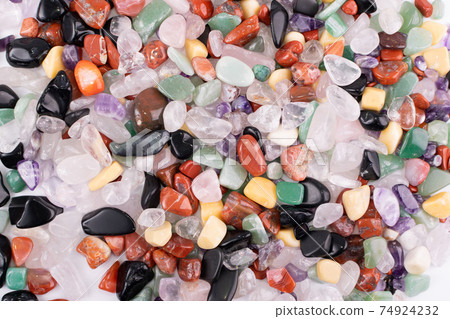 Colorful stones mix texture background, pebbles pattern 74924232