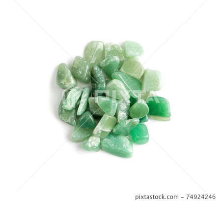 Green quartz pebbles isolated, aventurine polished stones Green quartz pebbles isolated, aventurine polished stones 74924246