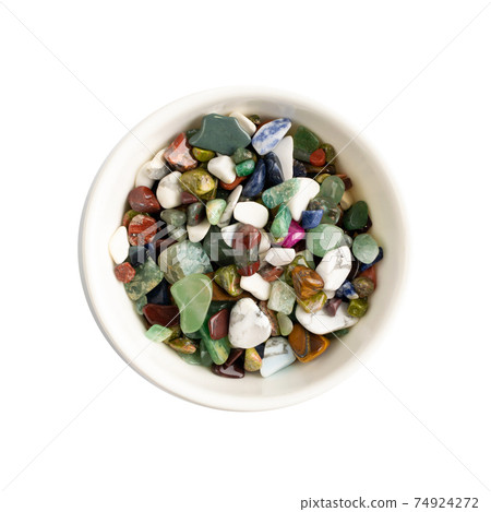 Colorful semiprecious stones mix, pebbles collection isolated Colorful semiprecious stones mix, pebbles collection isolated 74924272
