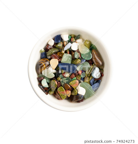 Colorful semiprecious stones mix, pebbles collection isolated Colorful semiprecious stones mix, pebbles collection isolated 74924273