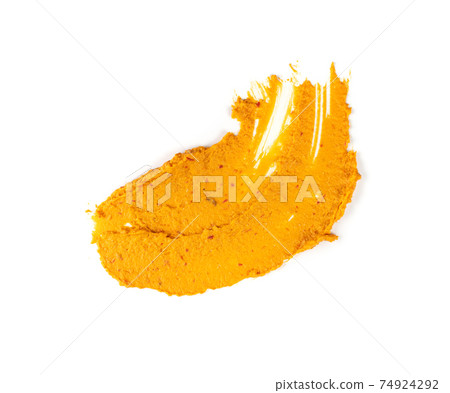 Orange Hummus Smear Isolated Spicy Tahini Spread Orange Hummus Smear Isolated Spicy Tahini Spread 74924292