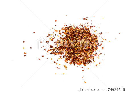 Red Chilli Pepper Flakes with Seeds Isolated Red Chilli Pepper Flakes with Seeds Isolated 74924546