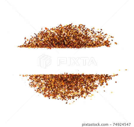 Red Chilli Pepper Flakes with Seeds Texture Background 74924547