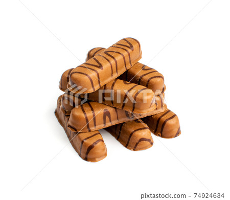 Oval Shortbread Biscuit Coated in Milk and Dark Chocolate 74924684