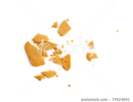 Broken Ginger Snap Isolated. Crumbled Rectangular Ginger Nut Broken Ginger Snap Isolated. Crumbled Rectangular Ginger Nut 74924691
