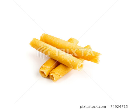Crunchy Wafer Sticks Isolated on White Background Crunchy Wafer Sticks Isolated on White Background 74924715