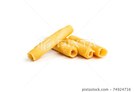 Crunchy Wafer Sticks Isolated on White Background 74924716